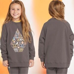 NEW Volcom Truly Stokin' Boyfriend Crew Sweatshirt Brown Yellow Girl's Size M